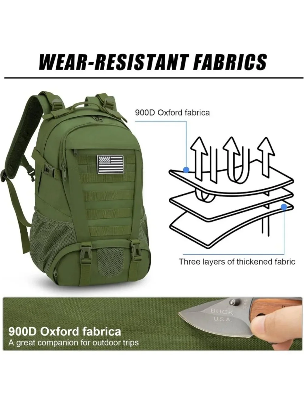 Tactical Hiking Backpack 30L Waterproof Military Day Pack with Molle System